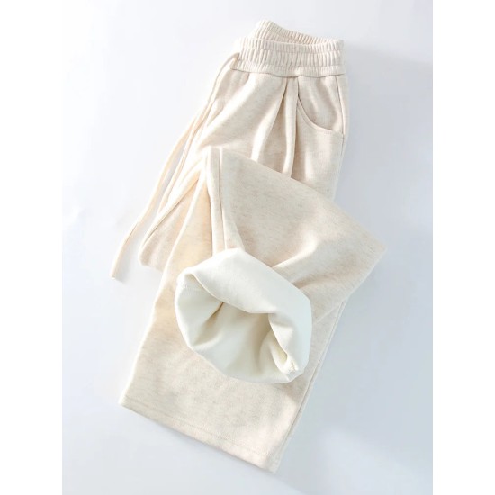 Loose Fleece Pants Women Wide Leg Thick Velvet Casual Trousers Loose Fleece Pants Women Wide Leg Thick Velvet Casual Trousers