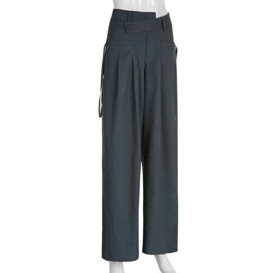 Grey Cargo Fashion Lace Up Pocket Low Rise Casual Pants Grey Cargo Fashion Lace Up Pocket Low Rise Casual Pants