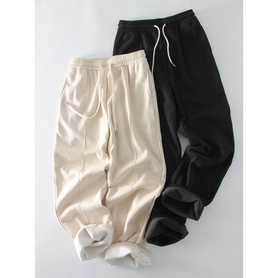 Wool Pants With Fleece Trousers High Waist Velvet Straight Leg Pants