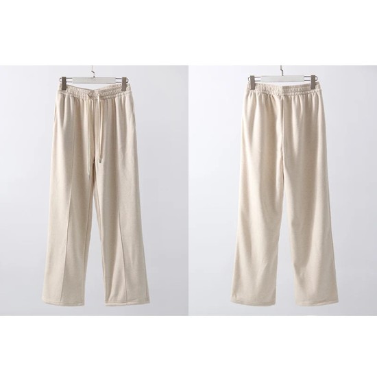Wool Pants With Fleece Trousers High Waist Velvet Straight Leg Pants
