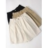 Casual Wide Leg Cotton High Waist Loose A Line Short Pants