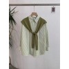 3 Pieces Set For Women Outfits Casual Striped Blouse knitted Shawl wide Leg Sets