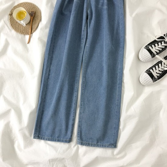 Streetwear Straight Solid Color High Waist Trouser Baggy Fashion Streetwear Straight Solid Color High Waist Trouser Baggy Fashion