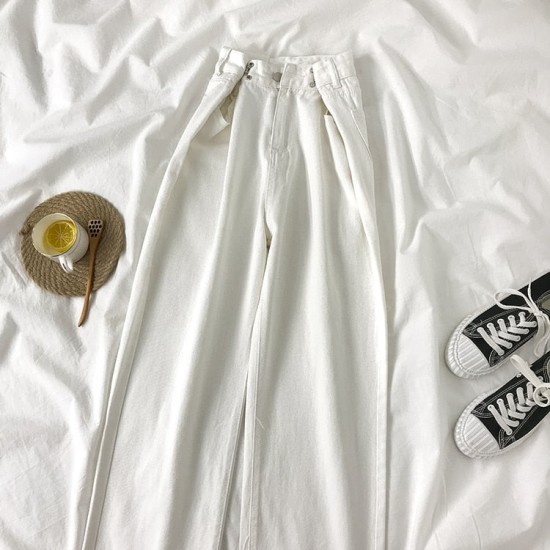 Streetwear Straight Solid Color High Waist Trouser Baggy Fashion Streetwear Straight Solid Color High Waist Trouser Baggy Fashion