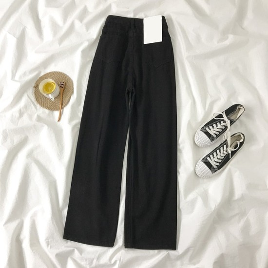 Streetwear Straight Solid Color High Waist Trouser Baggy Fashion Streetwear Straight Solid Color High Waist Trouser Baggy Fashion