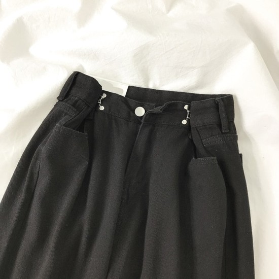 Streetwear Straight Solid Color High Waist Trouser Baggy Fashion Streetwear Straight Solid Color High Waist Trouser Baggy Fashion