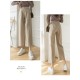 Wide Leg Pants Women Cotton Linen High Waist Pants Solid Color Pockets Wide Leg Pants Women Cotton Linen High Waist Pants Solid Color Pockets