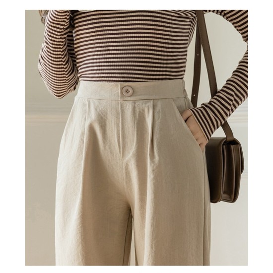 Wide Leg Pants Women Cotton Linen High Waist Pants Solid Color Pockets Wide Leg Pants Women Cotton Linen High Waist Pants Solid Color Pockets