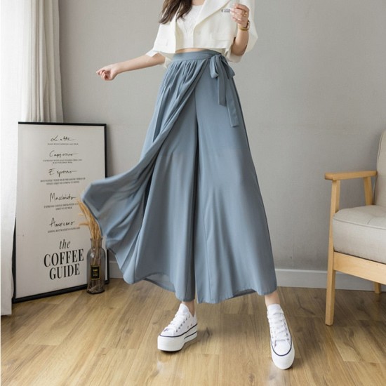 Style Women Pleated Chiffon Trousers Plus Size High Waist Pants Style Women Pleated Chiffon Trousers Plus Size High Waist Pants