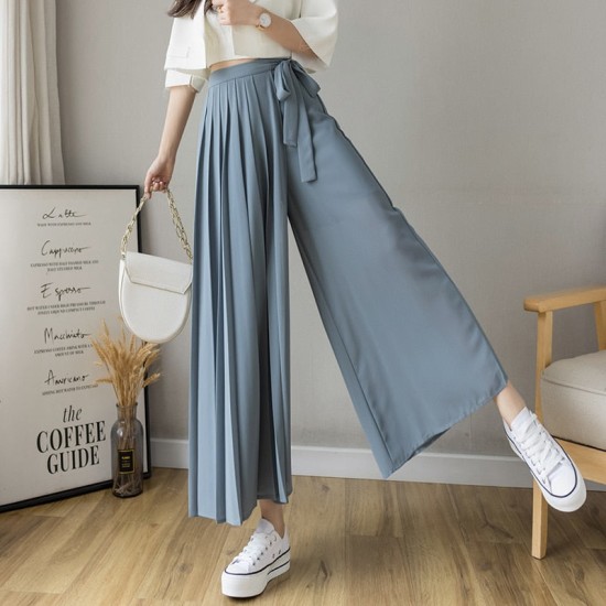 Style Women Pleated Chiffon Trousers Plus Size High Waist Pants Style Women Pleated Chiffon Trousers Plus Size High Waist Pants