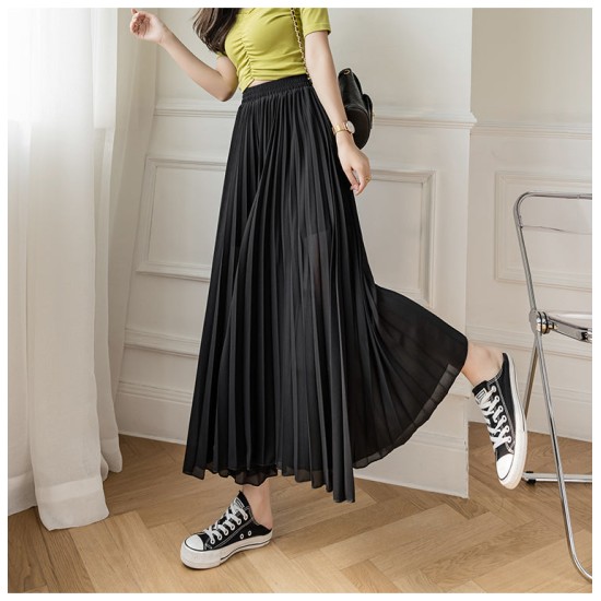 Loose Pleated Chiffon Pants Elastic High Waist Thin Wide Leg Pants Loose Pleated Chiffon Pants Elastic High Waist Thin Wide Leg Pants