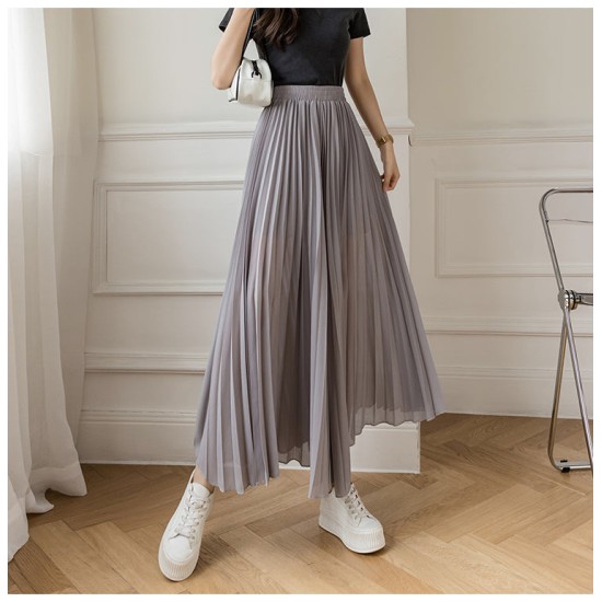 Loose Pleated Chiffon Pants Elastic High Waist Thin Wide Leg Pants Loose Pleated Chiffon Pants Elastic High Waist Thin Wide Leg Pants