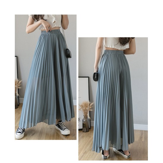 Loose Pleated Chiffon Pants Elastic High Waist Thin Wide Leg Pants Loose Pleated Chiffon Pants Elastic High Waist Thin Wide Leg Pants
