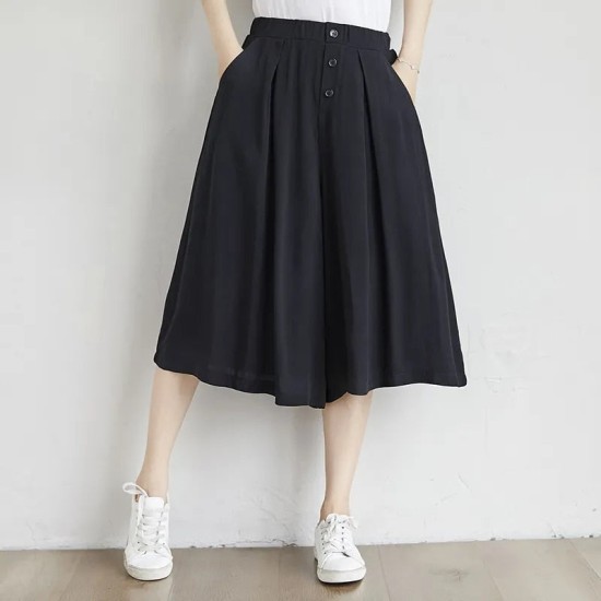 Women Culottes Summer Plus size Loose Wide Leg Pants High waist Cotton Skirts Women Culottes Summer Plus size Loose Wide Leg Pants High waist Cotton Skirts