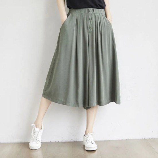 Women Culottes Summer Plus size Loose Wide Leg Pants High waist Cotton Skirts Women Culottes Summer Plus size Loose Wide Leg Pants High waist Cotton Skirts
