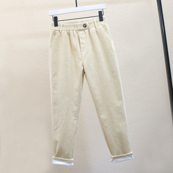 Pants Elastic Waist Solid Corduroy Pant Clothing Basic All-match Pants Elastic Waist Solid Corduroy Pant Clothing Basic All-match