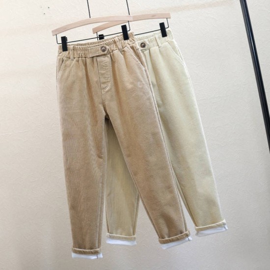 Pants Elastic Waist Solid Corduroy Pant Clothing Basic All-match Pants Elastic Waist Solid Corduroy Pant Clothing Basic All-match