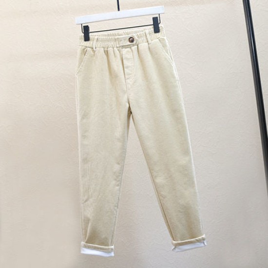 Pants Elastic Waist Solid Corduroy Pant Clothing Basic All-match Pants Elastic Waist Solid Corduroy Pant Clothing Basic All-match