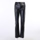 Faux Leather Pant Pockets Straight Pant Trousers Elegant High Waist Office Faux Leather Pant Pockets Straight Pant Trousers Elegant High Waist Office