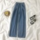 Streetwear Straight Solid Color High Waist Trouser Baggy Fashion Streetwear Straight Solid Color High Waist Trouser Baggy Fashion