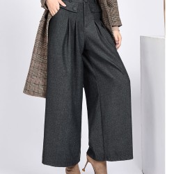 pants female high waist pleated wide leg pants capris for women trousers