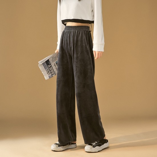 Pant Casual Solid Wide Leg Pants Woman Elastic Waist Loose Trousers Pant Casual Solid Wide Leg Pants Woman Elastic Waist Loose Trousers