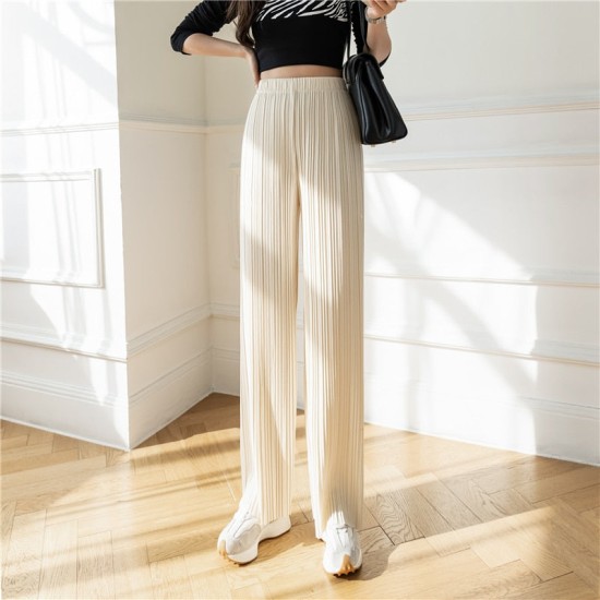 High Waist Wide Elegant Vintage Baggy Pleated Capris Trousers High Waist Wide Elegant Vintage Baggy Pleated Capris Trousers