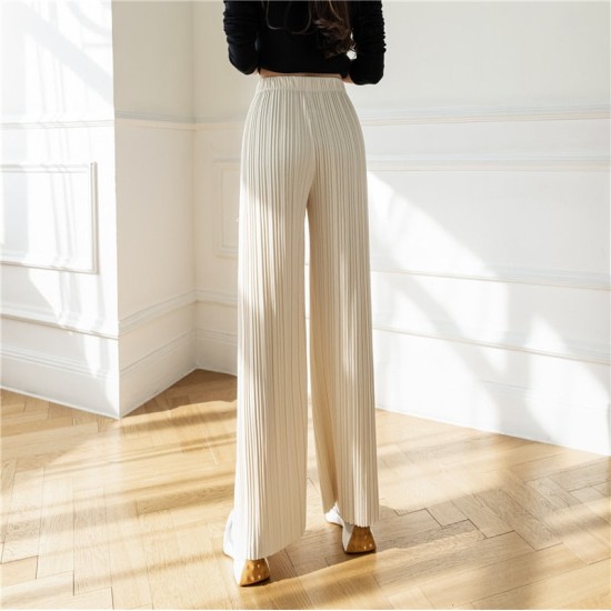 High Waist Wide Elegant Vintage Baggy Pleated Capris Trousers High Waist Wide Elegant Vintage Baggy Pleated Capris Trousers