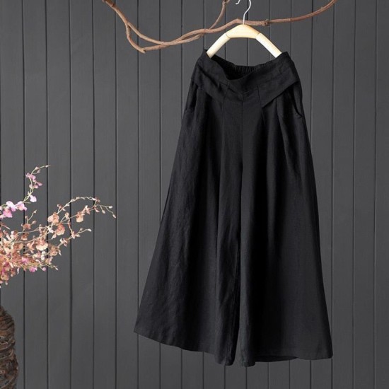 Large Size Linen Comfortable Nine-Point Wide-Leg Pants Skirt Large Size Linen Comfortable Nine-Point Wide-Leg Pants Skirt