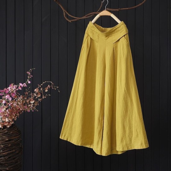 Large Size Linen Comfortable Nine-Point Wide-Leg Pants Skirt Large Size Linen Comfortable Nine-Point Wide-Leg Pants Skirt