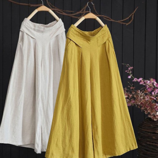 Large Size Linen Comfortable Nine-Point Wide-Leg Pants Skirt Large Size Linen Comfortable Nine-Point Wide-Leg Pants Skirt