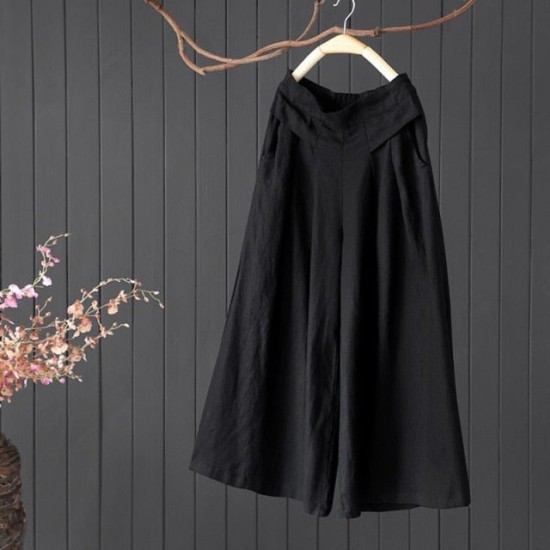 Large Size Linen Comfortable Nine-Point Wide-Leg Pants Skirt Large Size Linen Comfortable Nine-Point Wide-Leg Pants Skirt