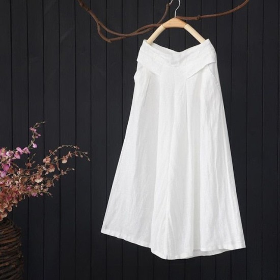 Large Size Linen Comfortable Nine-Point Wide-Leg Pants Skirt Large Size Linen Comfortable Nine-Point Wide-Leg Pants Skirt