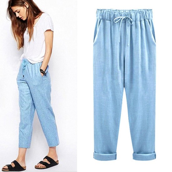Linen Cotton Candy Color Casual Harem Pant Linen Cotton Candy Color Casual Harem Pant